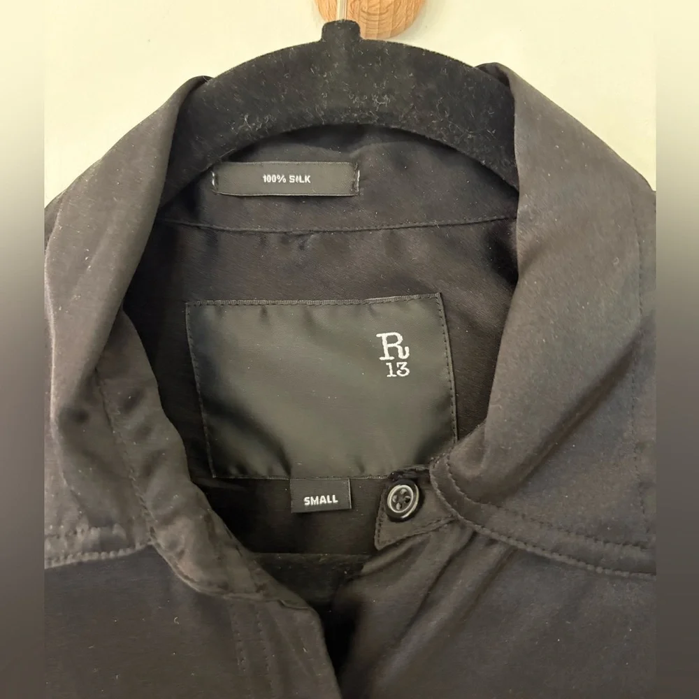 R13 silk satin black shirtdress - Picture 8 of 8